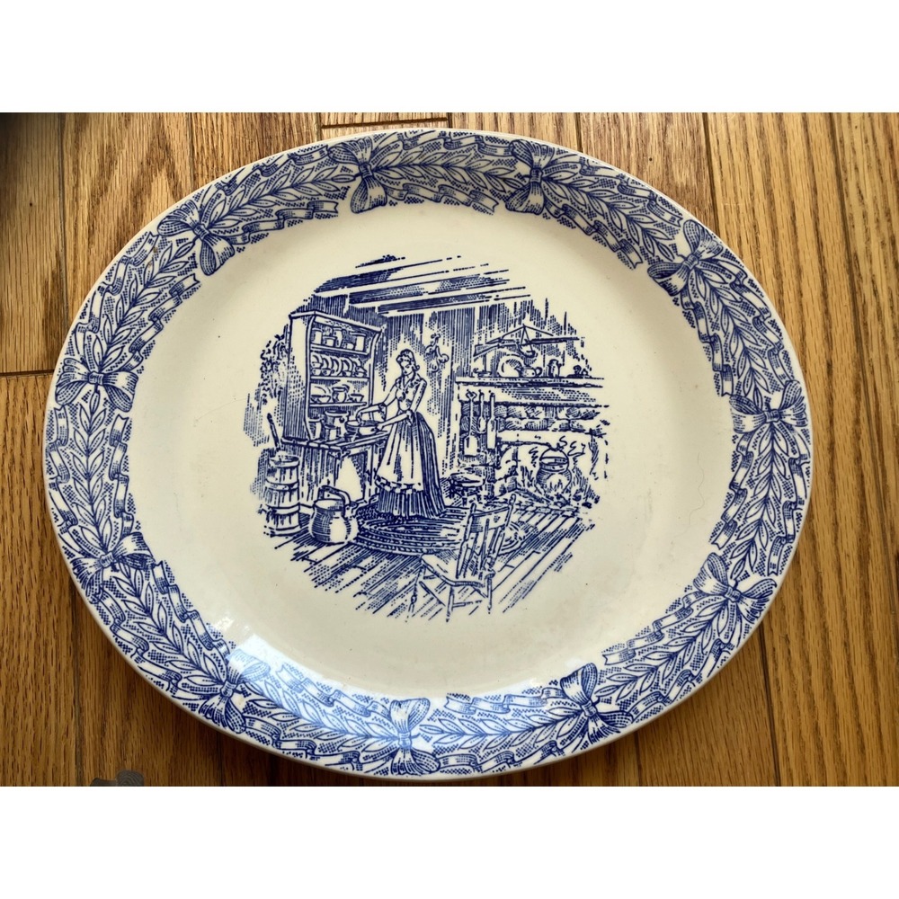 Universal Potteries Camwood Ivory Blu Colonial Kitchen Oval Platter
